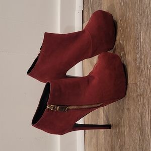 Red platform booties